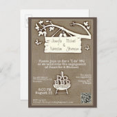 Ik doe het | BBQ | Verloving Oude Fashioned QR Cod Uitnodiging Briefkaart (Voorkant / Achterkant)