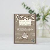 Ik doe het | BBQ | Verloving Oude Fashioned QR Cod Uitnodiging Briefkaart (Staand voorkant)