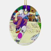 Ik doe het - Jonge Skateboarder Keramisch Ornament (Rechts)