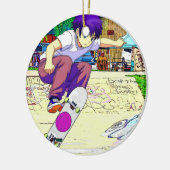 Ik doe het - Jonge Skateboarder Keramisch Ornament (Links)