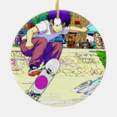 Ik doe het - Jonge Skateboarder Keramisch Ornament (Achterkant)