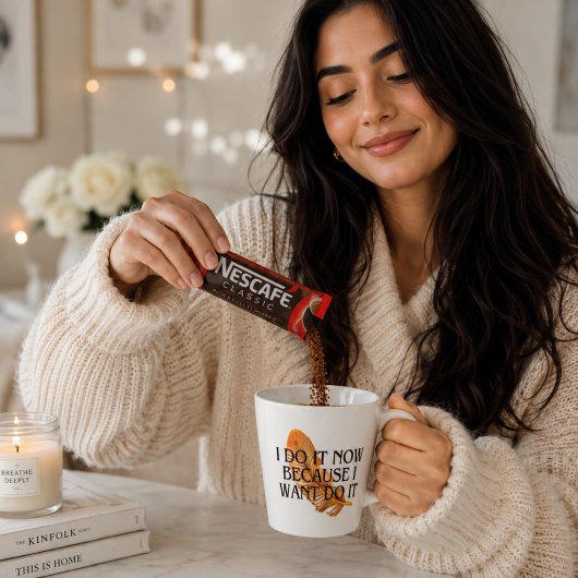 Ik doe het nu omdat ik het wil .gouden beker\motiv latte mok