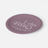 Ik doe het Paarse BBQ Engagement Party Papieren Bordje (Gekanteld)