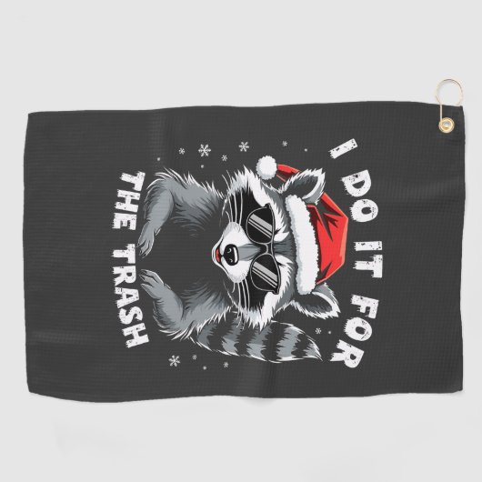 Ik doe het voor de grappige Kerst Trash Wasbeer  Golfhanddoek (Horizontaal)