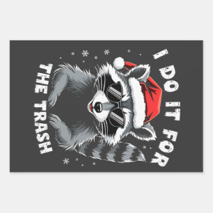 Ik doe het voor de grappige Kerst Trash Wasbeer  Inpakpapier Vel