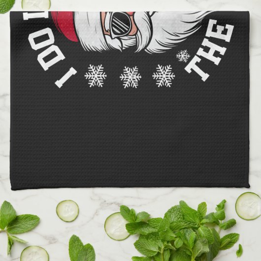 Ik doe het voor de grappige kerstman lelijke kerst theedoek (Gevouwen)