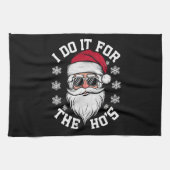 Ik doe het voor de grappige kerstman lelijke kerst theedoek (Horizontaal)