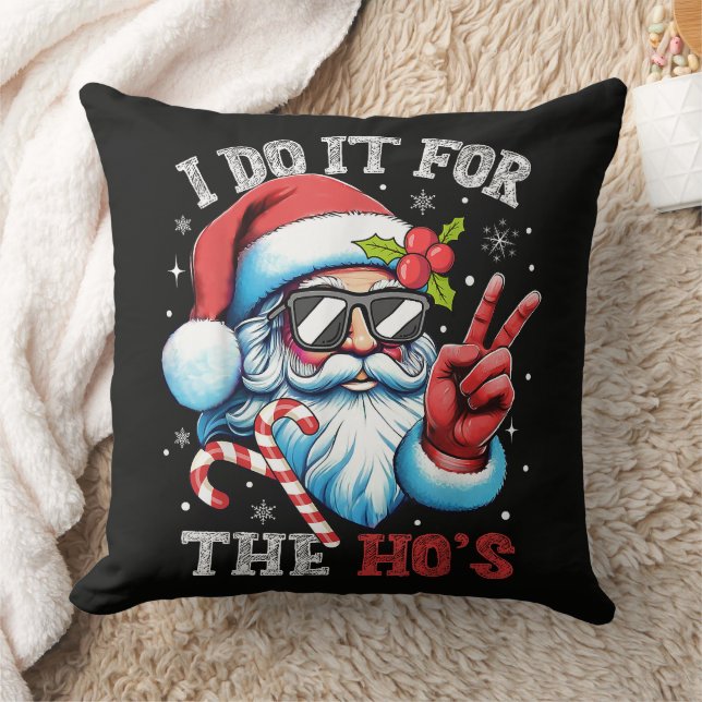 Ik doe het voor de Ho's Funny Christmas Kerstman Kussen (Deken)