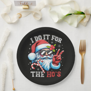 Ik doe het voor de Ho's Funny Christmas Kerstman Papieren Bordje
