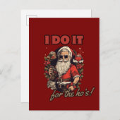 ik doe het voor de ho's! grappige kersthumor, kers uitnodiging briefkaart (Voorkant / Achterkant)