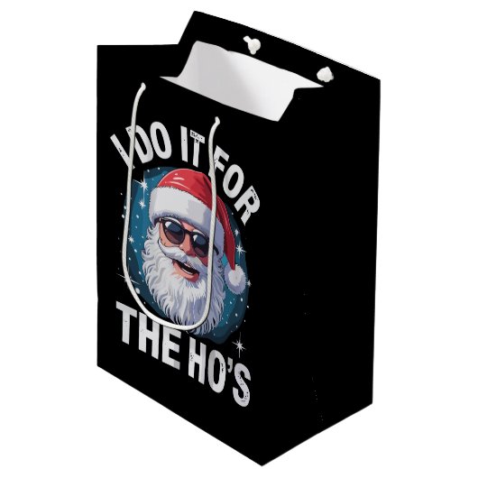 Ik doe het voor de Ho's Grappige ongepaste Kerst Medium Cadeauzakje (Voorkant Gekanteld)