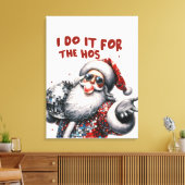 Ik doe het voor de Ho's, Retro Santa Canvas Afdruk (Insitu (Woonkamer))