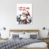 Ik doe het voor de Ho's, Retro Santa Canvas Afdruk (Insitu (Slaapkamer))