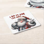 Ik doe het voor de Ho's, Retro Santa Kartonnen Onderzetters (Schuin)