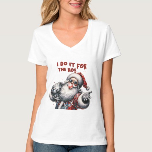 Ik doe het voor de Ho's, Retro Santa T-shirt (Voorkant)