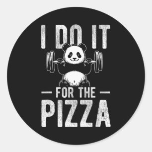 Ik Doe Het Voor De Pizza Panda Gewichtheffen Humor Ronde Sticker