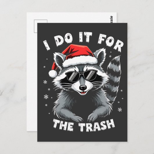 Ik doe het voor de Trash Funny Christmas Raccoon Briefkaart (Voorkant / Achterkant)
