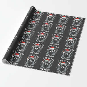 Ik doe het voor de Trash Funny Christmas Raccoon Cadeaupapier