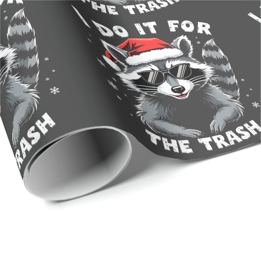 Ik doe het voor de Trash Funny Christmas Raccoon Cadeaupapier (Rol Hoek)