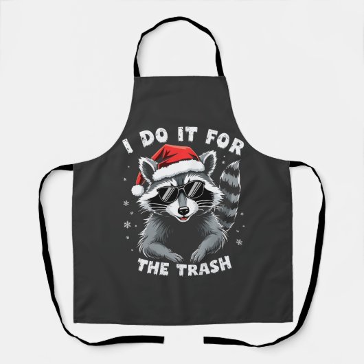 Ik doe het voor de Trash Funny Christmas Raccoon Schort (Voorkant)