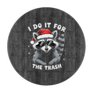 Ik doe het voor de Trash Funny Christmas Raccoon Snijplank