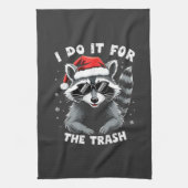 Ik doe het voor de Trash Funny Christmas Raccoon Theedoek (Verticaal)