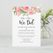 Ik doe het = we deden een roze Floral Weddenschap Kaart (Staand voorkant)