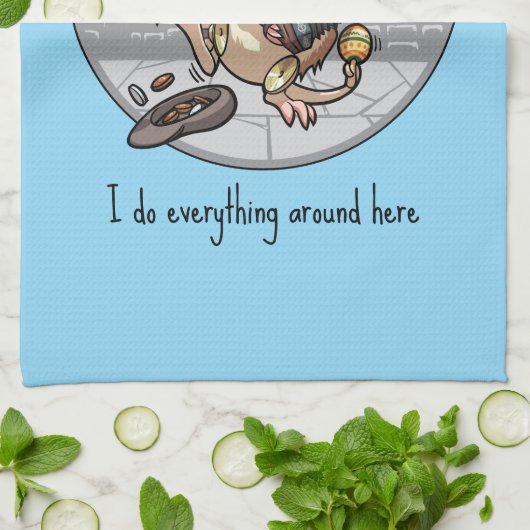 Ik doe hier alles Bandicoot One Man Band Theedoek (Gevouwen)