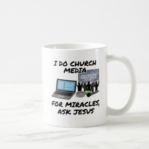 Ik doe kerk media voor wonderen Vraag Jezus, kerk Koffiemok