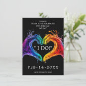 🌈❤️IK DOE LGBTQ Hart van Trots bruiloft Save The Date (Staand voorkant)