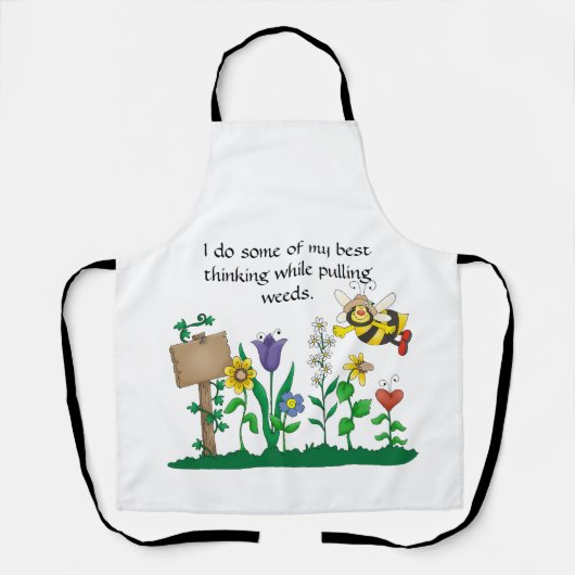 Ik doe mijn beste denkwijze terwijl ik onkruid tre schort (Voorkant)