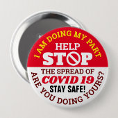 IK DOE MIJN Deel - COVID 19 Ronde Button 4,0 Cm (Voorkant /achterkant)