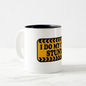 Ik doe mijn eigen Stunts Dark T-shirt Adult en You Tweekleurige Koffiemok (Voorkant links)
