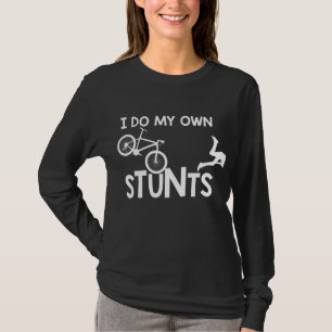 Ik doe mijn eigen stunts grappige mountainbike bik t-shirt