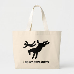 Ik doe mijn eigen Stunts™ Horse: humoristisch afbe Grote Tote Bag