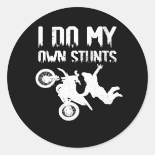 Ik doe mijn eigen stunts Motorbike Art Motorcycle  Ronde Sticker