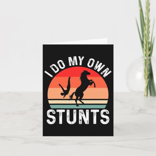 Ik doe mijn eigen stunts paard grappig paard kaart (Voorkant)