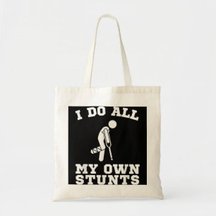 Ik doe mijn eigen stunts poot snel goed, grappige tote bag