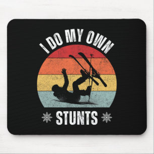 Ik doe mijn eigen stunts Skiën Retro zonsondergang Muismat