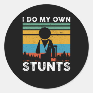 Ik doe mijn eigen stunts sport ongeluk ronde sticker