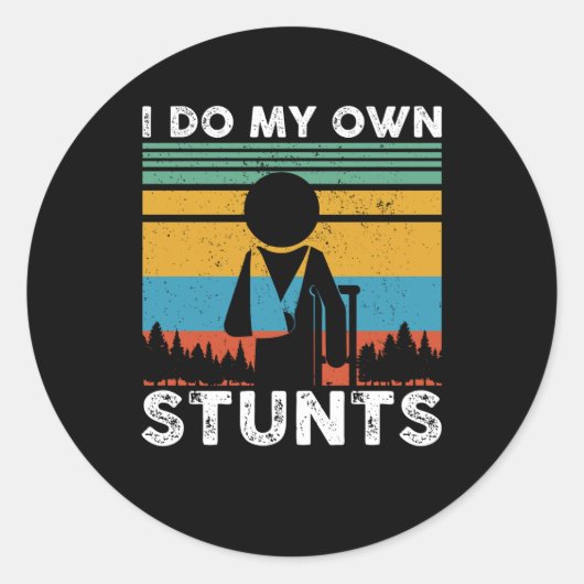 Ik doe mijn eigen stunts sport ongeluk ronde sticker (Voorkant)