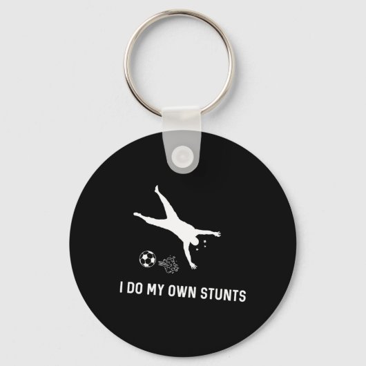 Ik Doe Mijn Eigen Stunts Voetbal Grappige Voetbals Sleutelhanger (Voorkant)