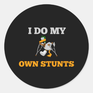 Ik doe m'n eigen Stunts Funny Duck Ronde Sticker