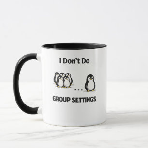 Ik doe niets in groepsinstellingen Introvert Pingu Mok