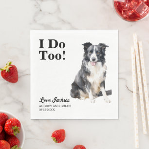 Ik doe ook aan Border Collie Pet Wedding Servet