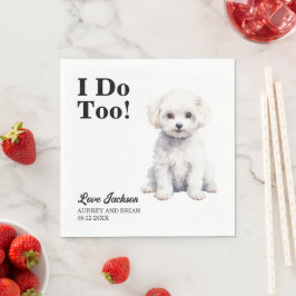 Ik Doe Ook Bichon Frise Hond Foto Bruiloft Servet