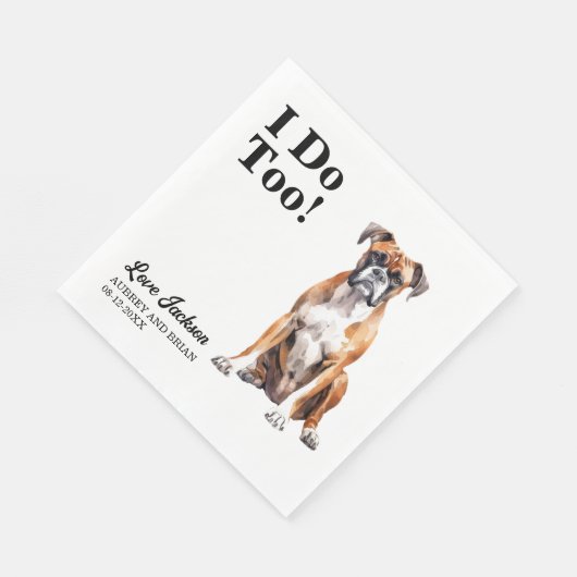 Ik doe ook Boxer hond huisdier bruiloft Servet (Hoek)