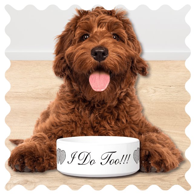 Ik doe ook een bruidshond kom ("I Do Too" Cute Modern Wedding Day Dog Bowl. Pet Dish in Elegant Script. )