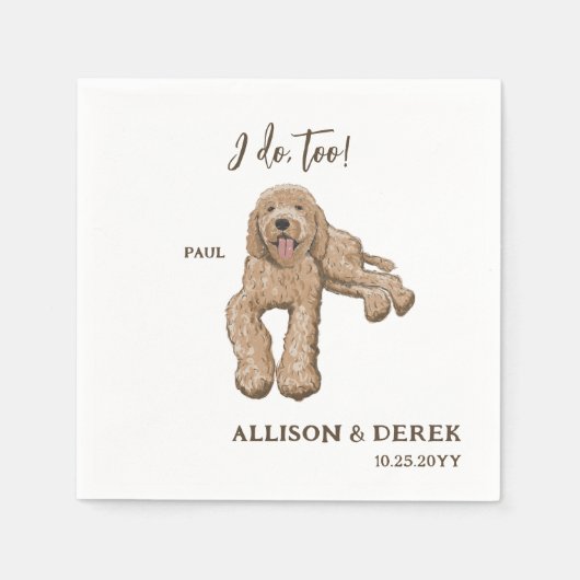 Ik doe ook hondenportretten Goldendoodle bruiloft Servet (Voorkant)
