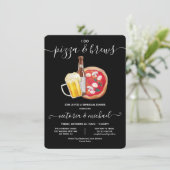 Ik doe Pizza & Brews Rehearsal Dinner Invitation Kaart (Staand voorkant)